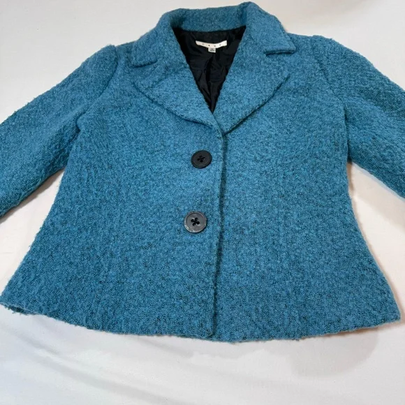 CAbi Wool Blend Turquoise Blue Button Up Jacket Blazer Lined Womens 4 - Picture 12 of 12